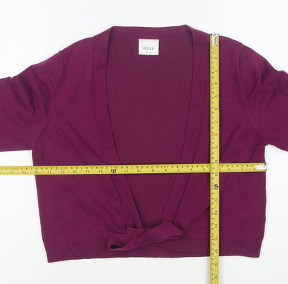 Next Women Purple Bow Front Cardigan UK 14 Long Sleeve Knit