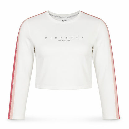 Pink Soda Sport Women's White Cropped Long Sleeve T-Shirt UK 12