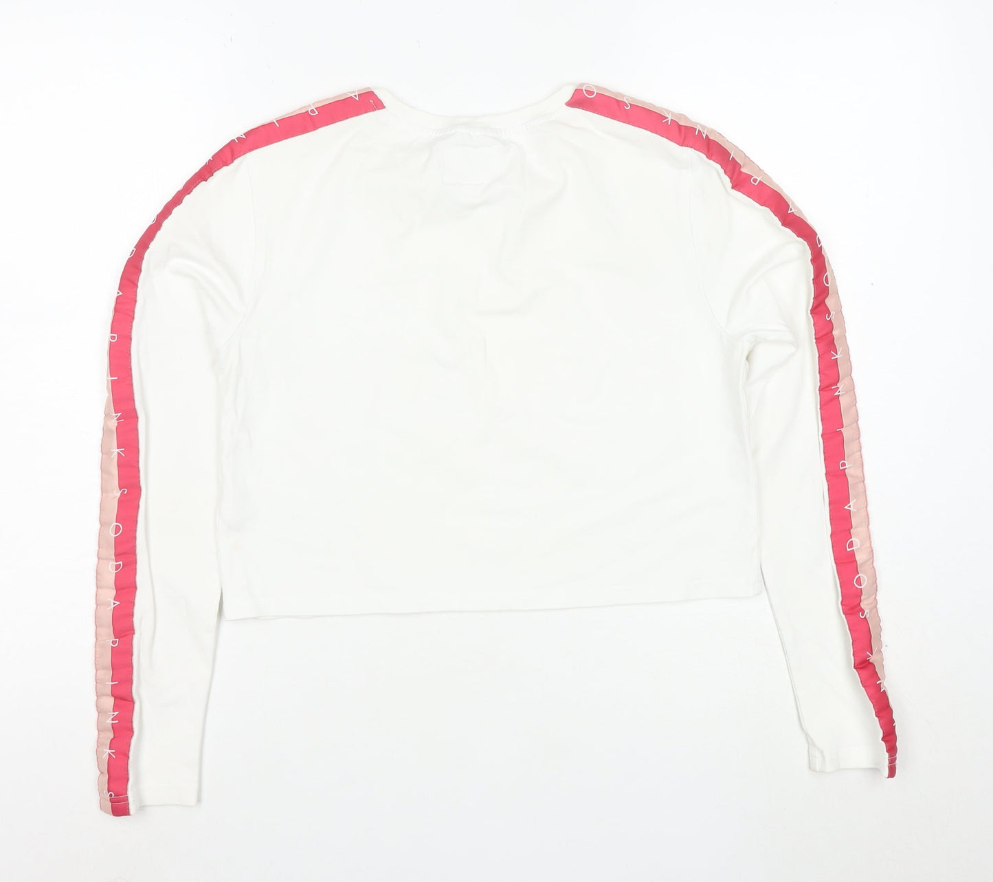 Pink Soda Sport Women's White Cropped Long Sleeve T-Shirt UK 12