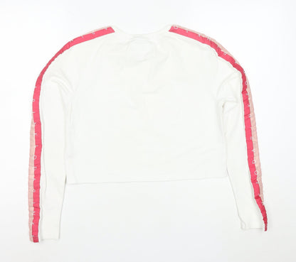 Pink Soda Sport Women's White Cropped Long Sleeve T-Shirt UK 12