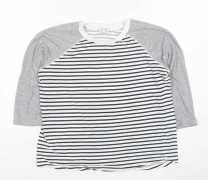 River Island Women’s Multicoloured Striped Raglan 3/4 Sleeve T-Shirt Size 10