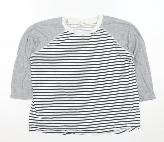 River Island Women’s Multicoloured Striped Raglan 3/4 Sleeve T-Shirt Size 10