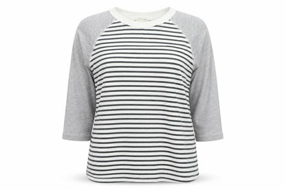 River Island Women’s Multicoloured Striped Raglan 3/4 Sleeve T-Shirt Size 10