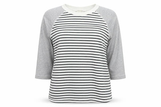 River Island Women’s Multicoloured Striped Raglan 3/4 Sleeve T-Shirt Size 10