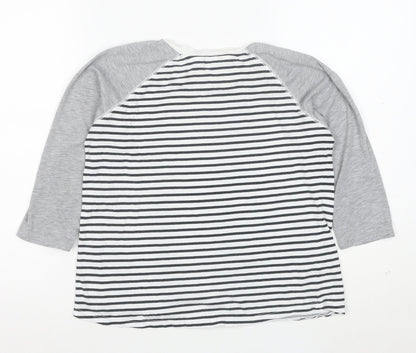 River Island Women’s Multicoloured Striped Raglan 3/4 Sleeve T-Shirt Size 10
