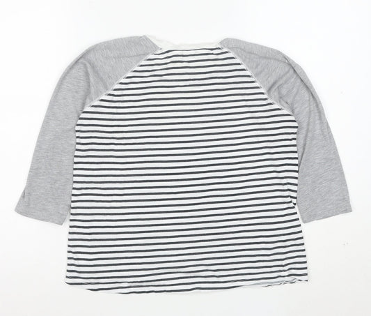 River Island Women’s Multicoloured Striped Raglan 3/4 Sleeve T-Shirt Size 10