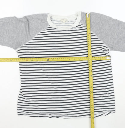 River Island Women’s Multicoloured Striped Raglan 3/4 Sleeve T-Shirt Size 10