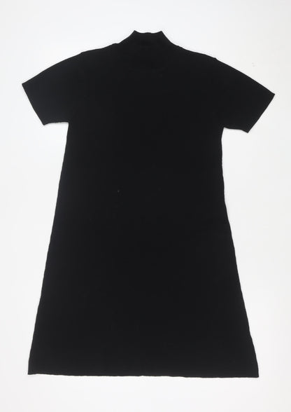 Next Women’s Black Merino Wool Short Sleeve Knit Shift Dress S