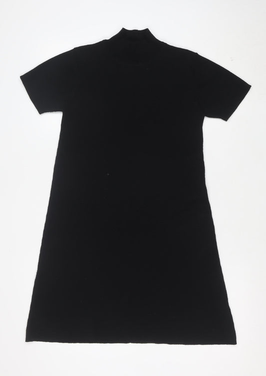 Next Women’s Black Merino Wool Short Sleeve Knit Shift Dress S