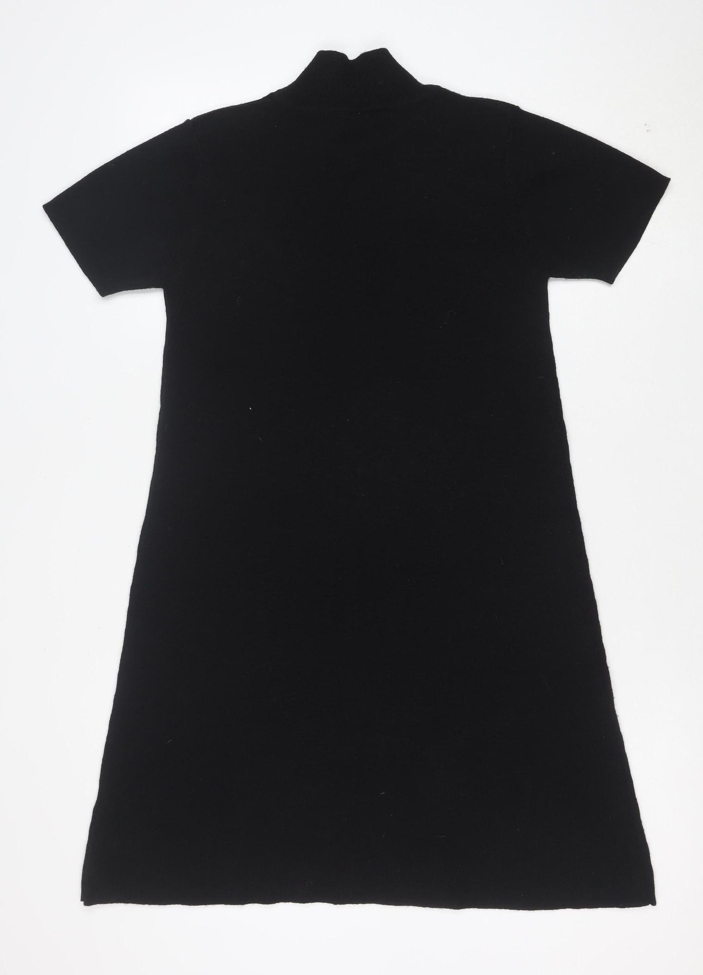 Next Women’s Black Merino Wool Short Sleeve Knit Shift Dress S