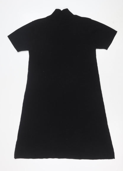 Next Women’s Black Merino Wool Short Sleeve Knit Shift Dress S