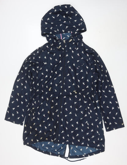 Denim Co Women Blue Flamingo Hooded Parka Jacket Size S