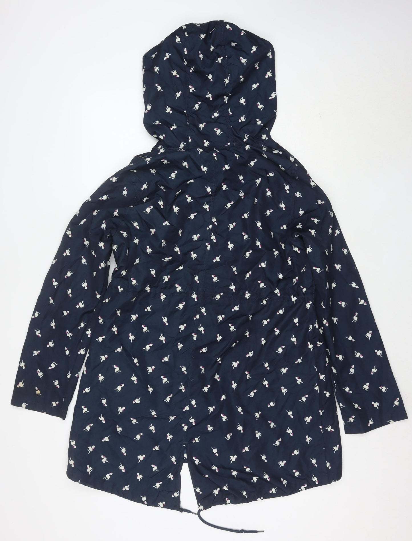 Denim Co Women Blue Flamingo Hooded Parka Jacket Size S