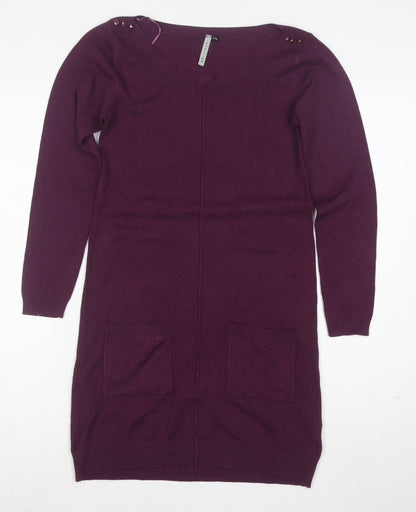 Intuition Women Purple Size 10 Jumper Dress Knit Long Sleeve