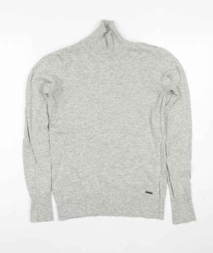 Superdry Women Grey Roll Neck Wool Blend Jumper XS