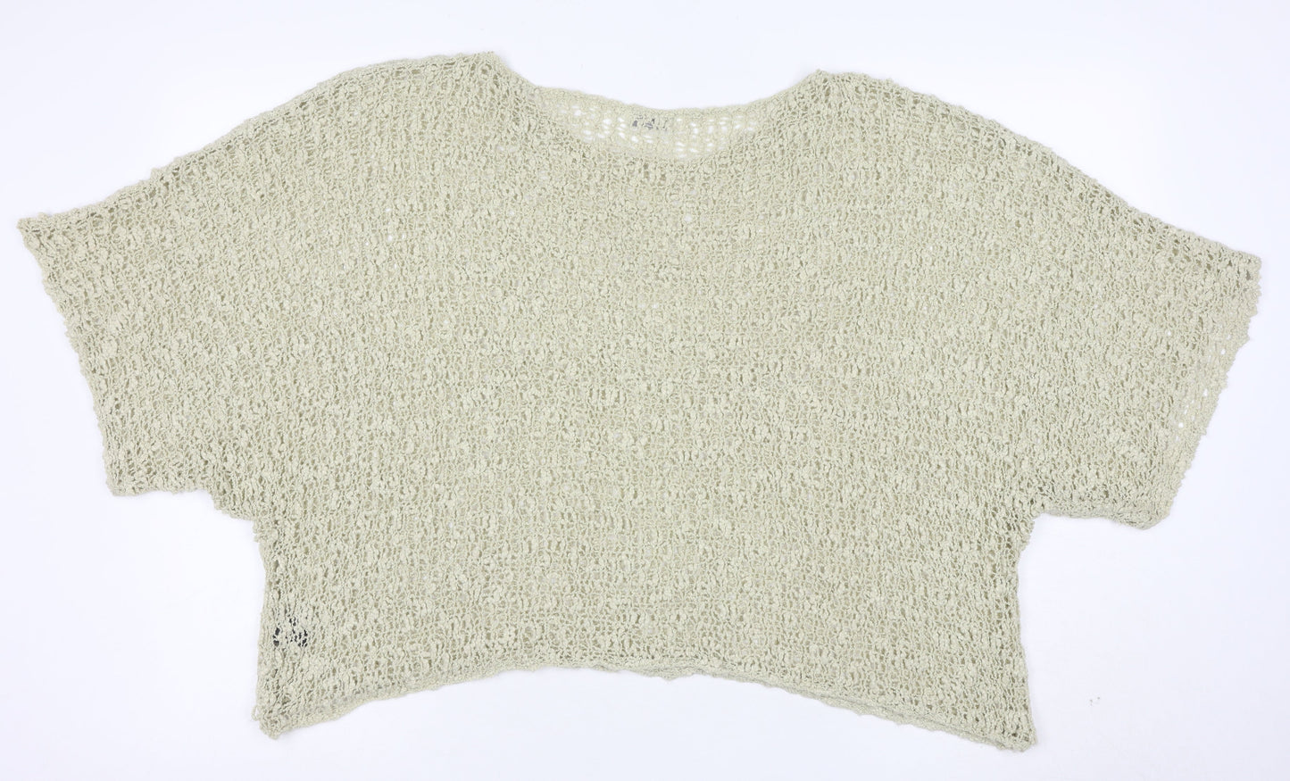 ikat Women’s Beige Crochet Knit Cropped Top One Size