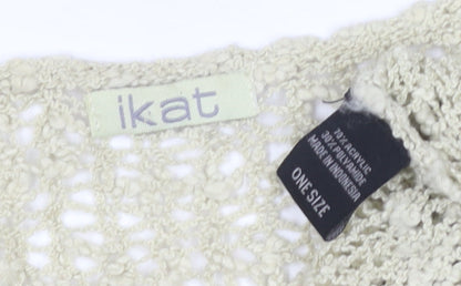 ikat Women’s Beige Crochet Knit Cropped Top One Size