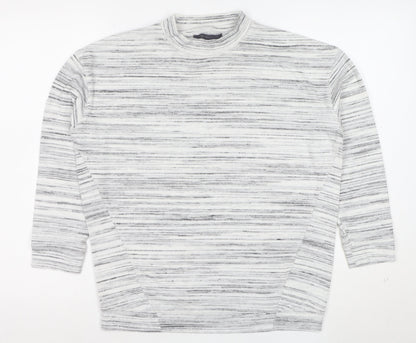 Marks and Spencer Women’s Grey Striped Mock Neck T-Shirt Size 10