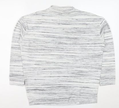 Marks and Spencer Women’s Grey Striped Mock Neck T-Shirt Size 10
