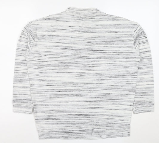 Marks and Spencer Women’s Grey Striped Mock Neck T-Shirt Size 10