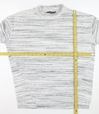 Marks and Spencer Women’s Grey Striped Mock Neck T-Shirt Size 10