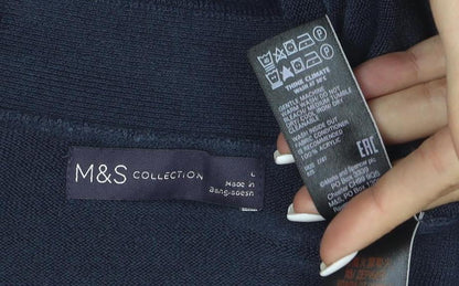Marks and Spencer Women's Blue L Cardigan Knit Cotton Acrylic