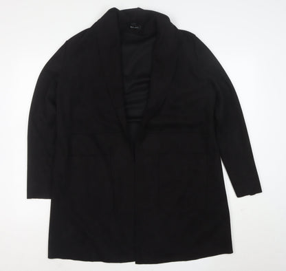 New Look Women's Black Coatigan Size 14 Mid-Length Open Front