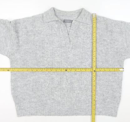 Principles Mens Grey Cable-Knit Collared Pullover Jumper Size M