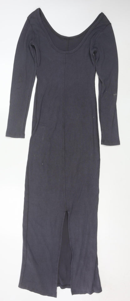 ASOS DESIGN Women Grey Size 10 Long Sleeve Bodycon Dress