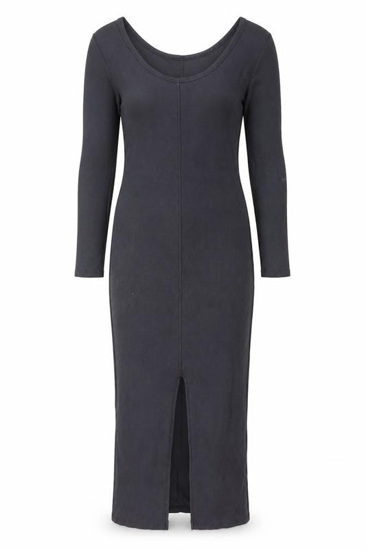 Front view of ASOS DESIGN Women Grey, size 10, Long Sleeve Bodycon Dress