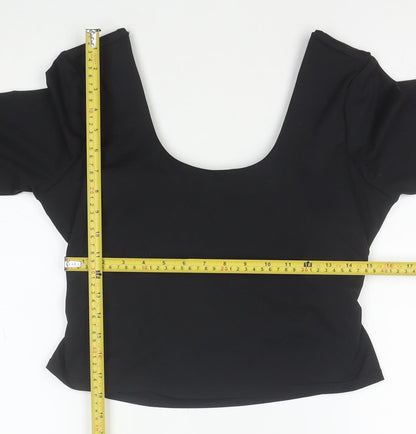 Fabletics Womens Black XL Long Sleeve Cropped Active Top