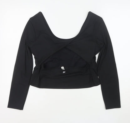 Fabletics Womens Black XL Long Sleeve Cropped Active Top