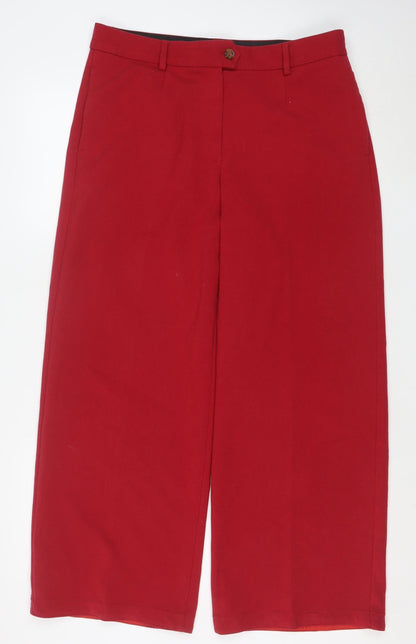 Marks and Spencer Women Red Cropped Trousers Size 14 Regular Fit