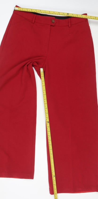 Marks and Spencer Women Red Cropped Trousers Size 14 Regular Fit
