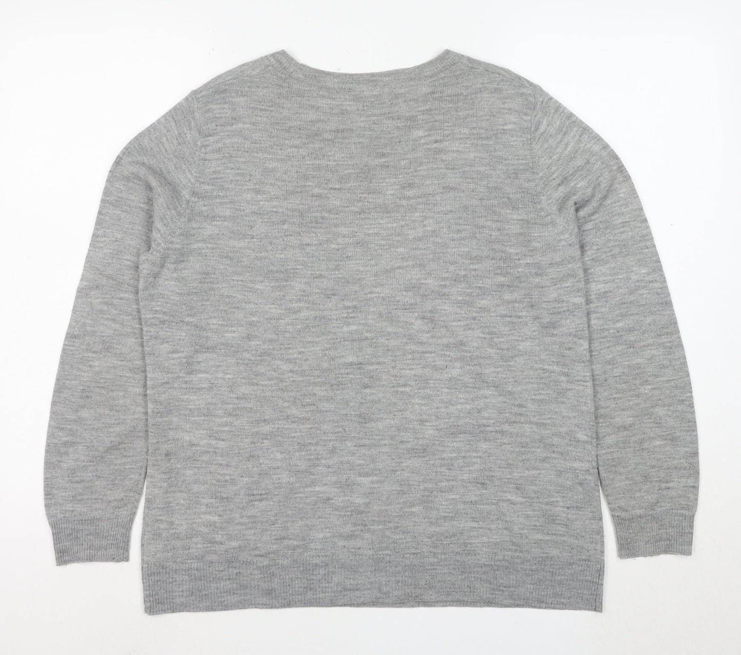 Dorothy Perkins Women Grey Floral Embroidered Knit Jumper Size 14