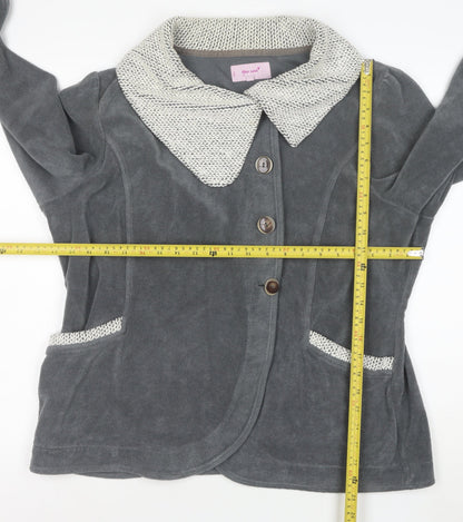Marks and Spencer Women’s Grey Knit Trim Fleece Jacket XL