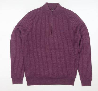 Palm Grove Women's Purple Size 12 1/2 Zip Ribbed Knit Jumper