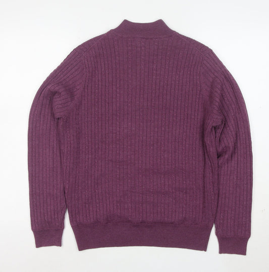 Palm Grove Women's Purple Size 12 1/2 Zip Ribbed Knit Jumper