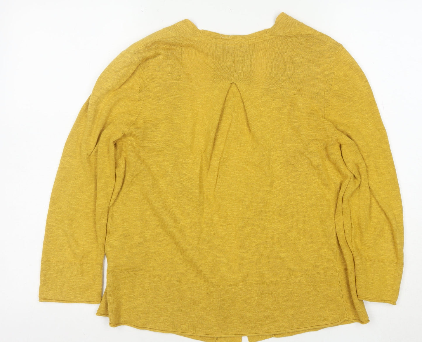 White Stuff Women Yellow Cotton Linen Cardigan UK 10 Classic Fit
