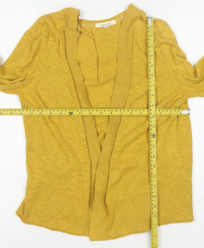 White Stuff Women Yellow Cotton Linen Cardigan UK 10 Classic Fit