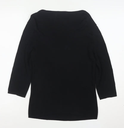 Sky Designs Women's Black Beaded Long Sleeve Tunic Blouse Size L