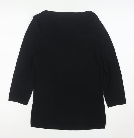 Sky Designs Women's Black Beaded Long Sleeve Tunic Blouse Size L
