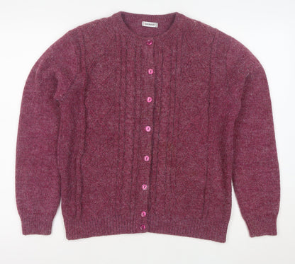 Damart Women's Purple Cable Knit Button Cardigan Size M 14/16