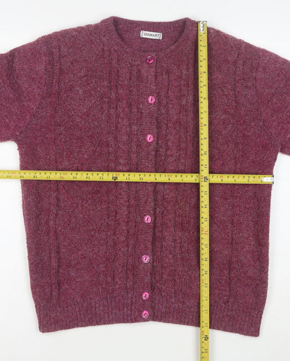 Damart Women's Purple Cable Knit Button Cardigan Size M 14/16