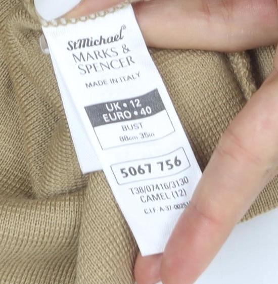 Marks and Spencer Women’s Beige Merino Wool Collared Cardigan Size 12