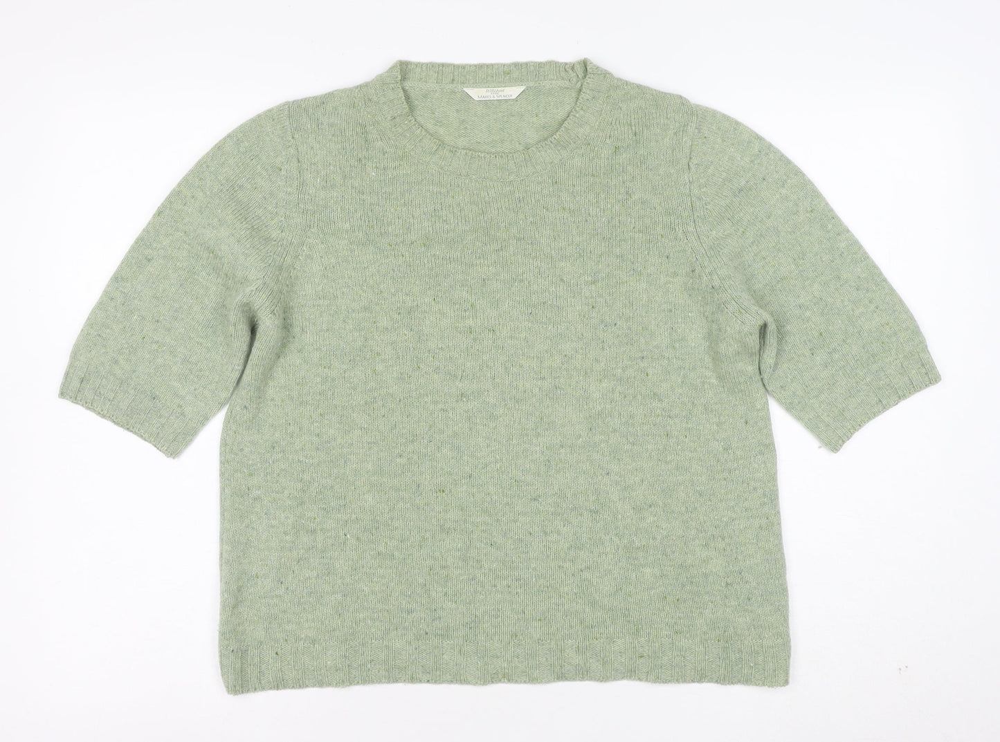 Marks and Spencer Women’s Green Wool Blend Crew Neck Jumper UK 16