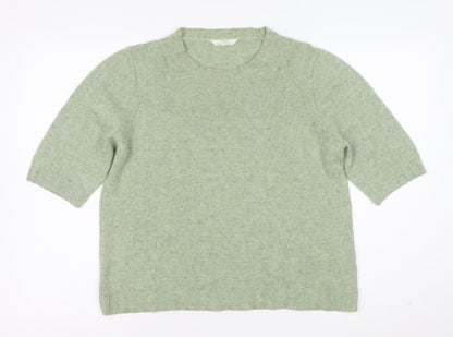 Marks and Spencer Women’s Green Wool Blend Crew Neck Jumper UK 16