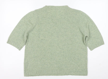Marks and Spencer Women’s Green Wool Blend Crew Neck Jumper UK 16
