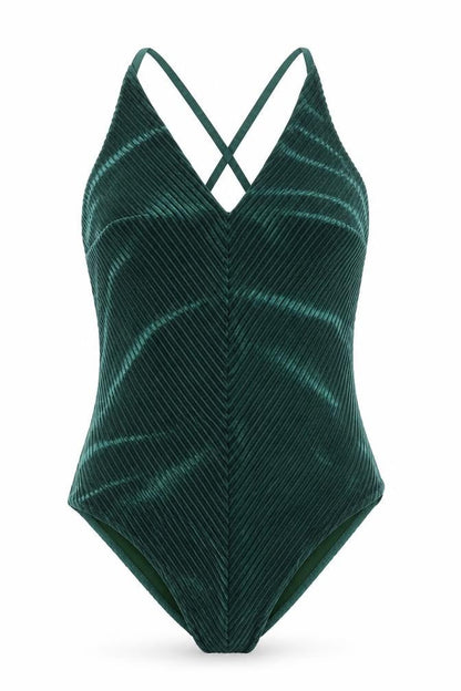 Luna Women Green One Piece Swimsuit Size 14 Adjustable Straps Nylon