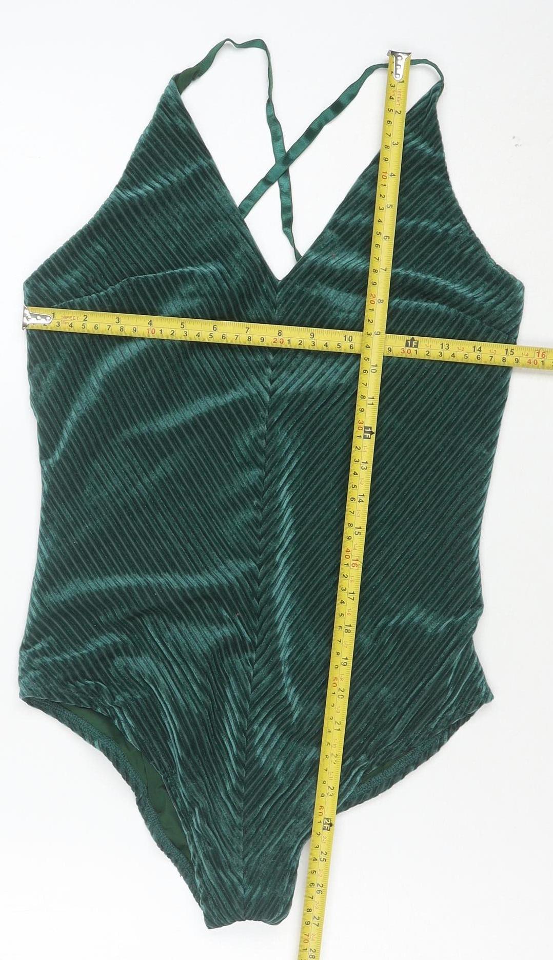 Luna Women Green One Piece Swimsuit Size 14 Adjustable Straps Nylon